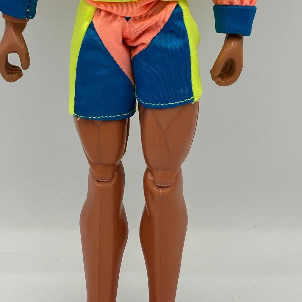 Vintage 2001 Barbie Ken Male Doll Neon Surfer Hoodie & Shorts Set Blue Eyes